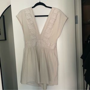Zara Embroidered Open Back Romper